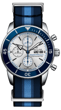 Breitling Superocean Heritage Chronograph 44 Ocean Conservancy Silver Dial Two Tone NATO Strap Watch for Men - A133131A1G1W1