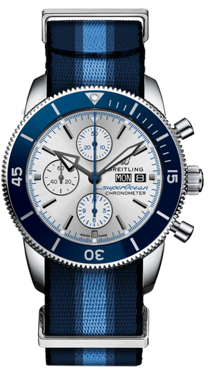  Shop Authentic Breitling Superocean Heritage Chronograph 44 Ocean Conservancy Silver Dial Two Tone NATO Strap Watch for Men - A133131A1G1W1 - Luxxuri