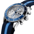 Breitling Superocean Heritage Chronograph 44 Ocean Conservancy Silver Dial Two Tone NATO Strap Watch for Men - A133131A1G1W1