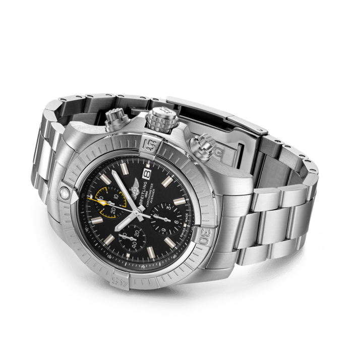  Shop Authentic Breitling Avenger Chronograph 45mm Black Dial Silver Steel Strap Watch for Men - A13317101B1A1 - Luxxuri