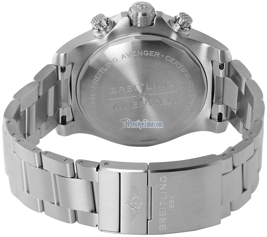  Shop Authentic Breitling Avenger Chronograph 45mm Black Dial Silver Steel Strap Watch for Men - A13317101B1A1 - Luxxuri