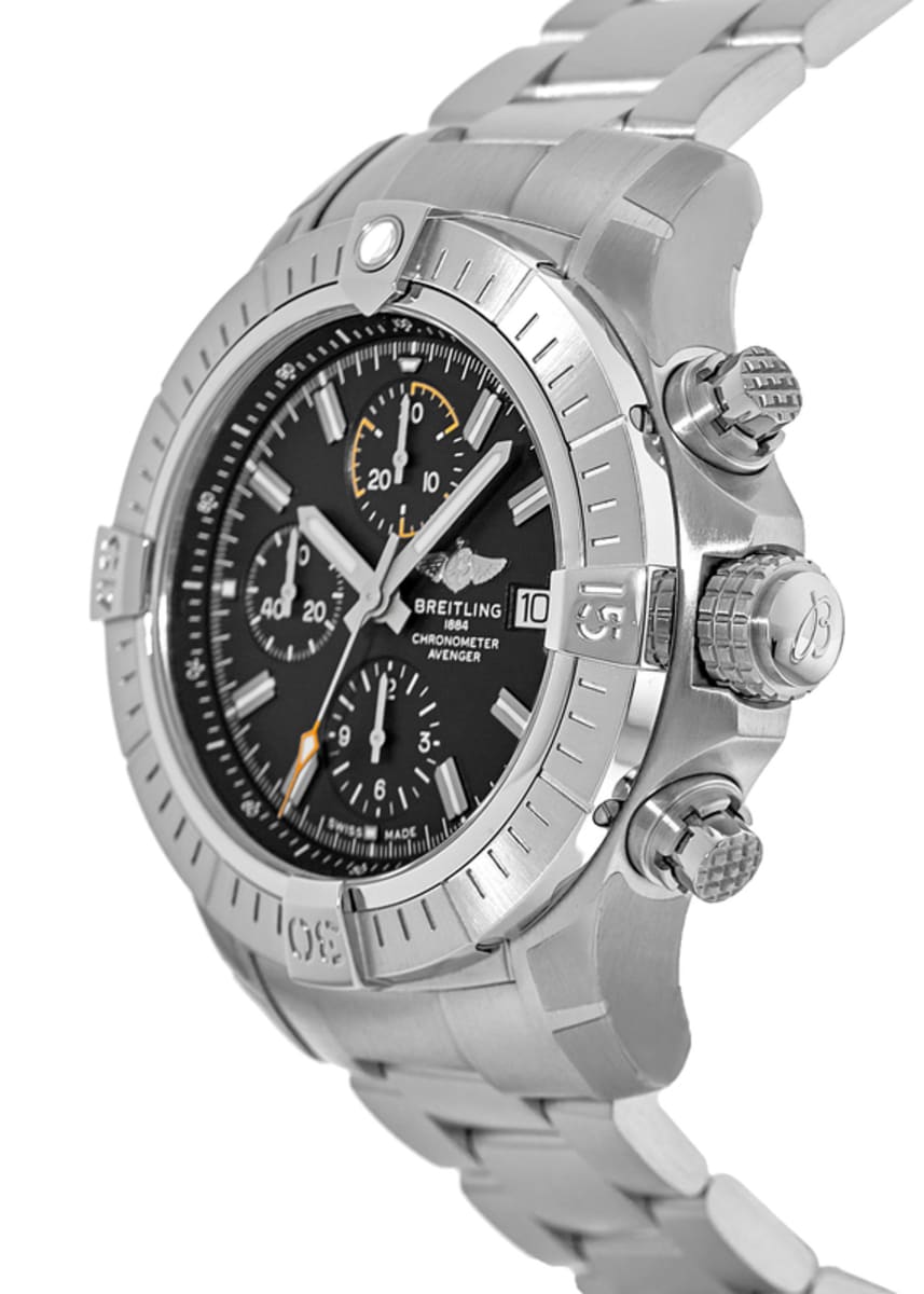  Shop Authentic Breitling Avenger Chronograph 45mm Black Dial Silver Steel Strap Watch for Men - A13317101B1A1 - Luxxuri