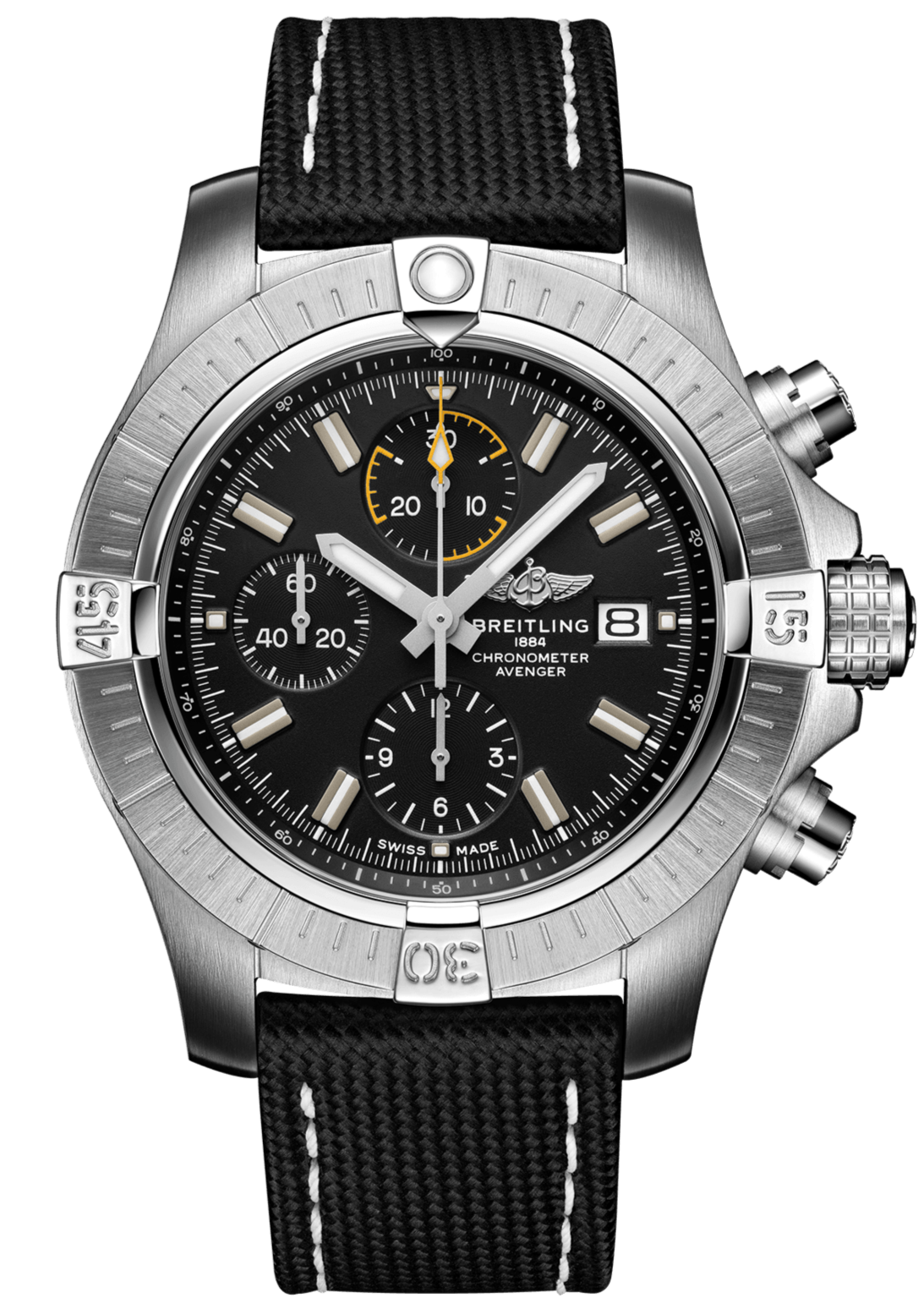  Shop Authentic Breitling Avenger Chronograph 45mm Black Dial Black Leather Strap Watch for Men - A13317101B1X1 - Luxxuri