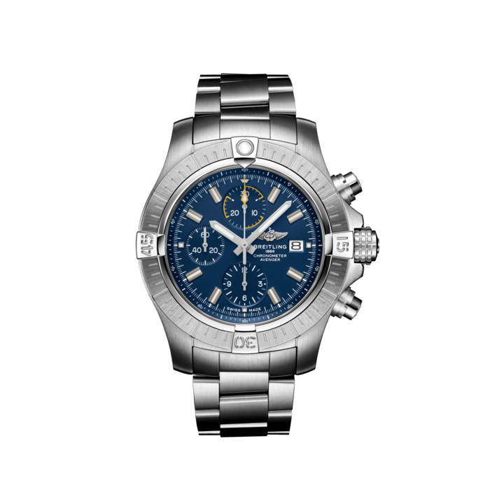  Shop Authentic Breitling Avenger Chronograph 45mm Blue Dial Silver Steel Strap Watch for Men - A13317101C1A1 - Luxxuri