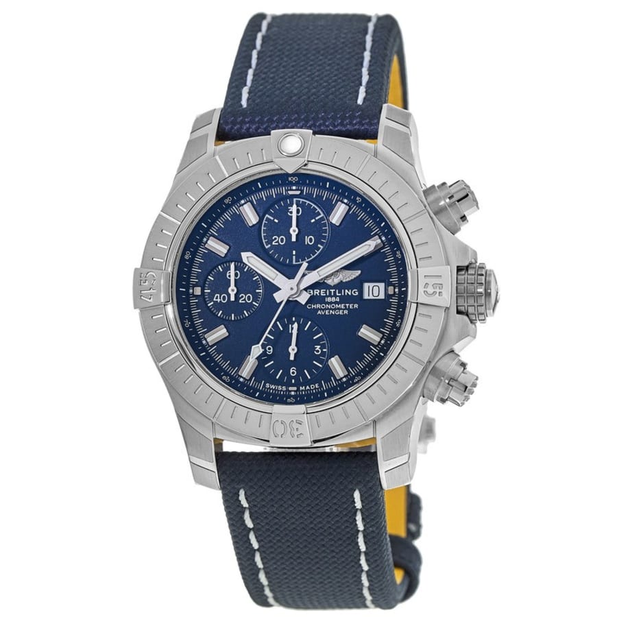  Shop Authentic Breitling Avenger Chronograph 45mm Blue Dial Blue Calfskin Strap Watch for Men - A13317101C1X2 - Luxxuri