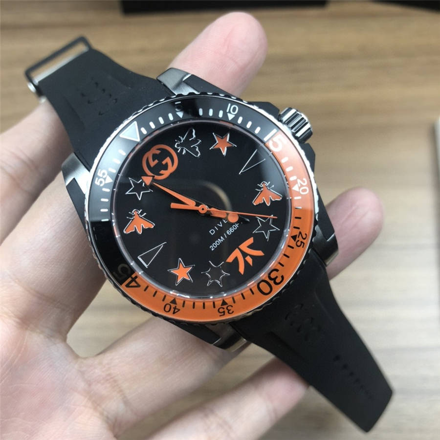  Shop Authentic Gucci Dive Limited Edition Black Dial Black Rubber Strap Unisex Watch - YA136333 - Luxxuri