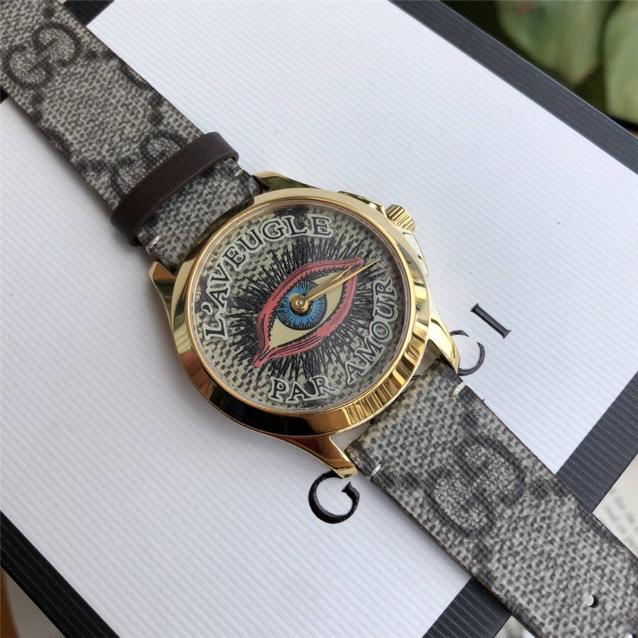  Shop Authentic Gucci G Timeless Eye Beige Dial Beige Leather Strap Watch For Men - YA1264022 - Luxxuri