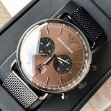  Shop Authentic Emporio Armani Aviator Brown Dial Grey Mesh Bracelet Watch For Men - AR11141 - Luxxuri