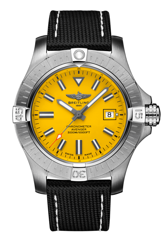  Shop Authentic Breitling Avenger Automatic 45mm Seawolf Yellow Dial Black Nylon Strap Watch for Men - A17319101/1X2 - Luxxuri