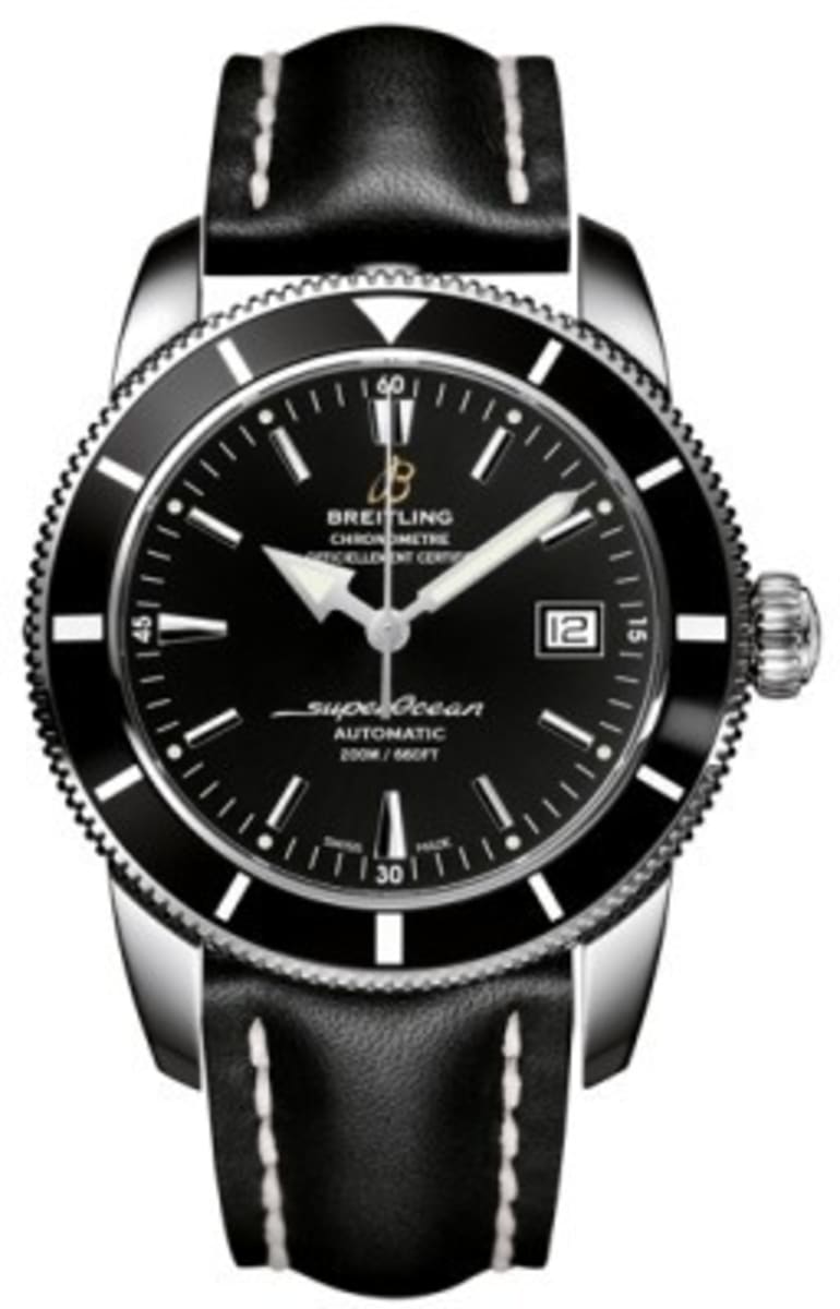  Shop Authentic Breitling Superocean Heritage 42mm Black Leather Strap Mens Watch - A1732124 - Luxxuri