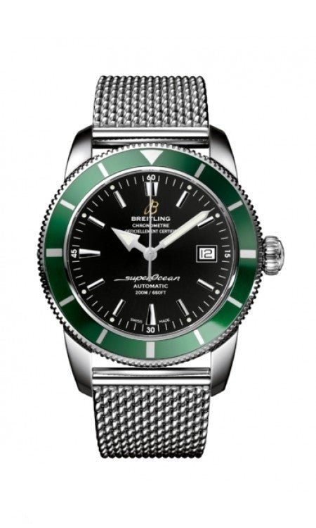  Shop Authentic Breitling Superocean Heritage 42mm Chronograph Green Bezel Mens Watch - A1732136 - Luxxuri