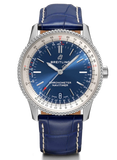  Shop Authentic Breitling Navitimer Automatic 38mm Blue Dial Blue Leather Strap Mens Watch - A17325211C1P1 - Luxxuri