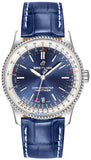  Shop Authentic Breitling Navitimer Automatic 38mm Blue Dial Blue Leather Strap Mens Watch - A17325211C1P1 - Luxxuri