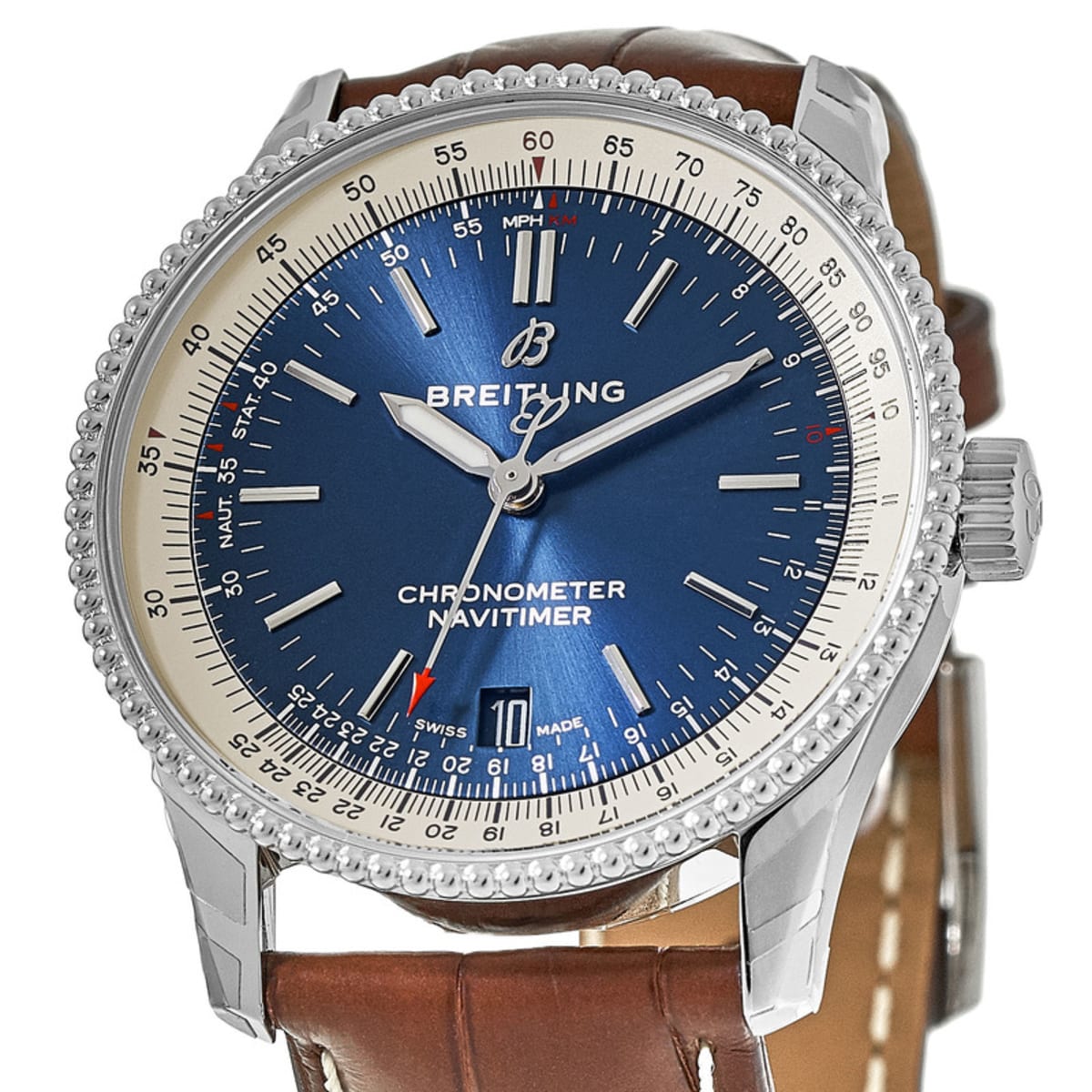  Shop Authentic Breitling Navitimer Automatic 38mm Blue Dial Brown Leather Strap Mens Watch - A17325211C1P2 - Luxxuri