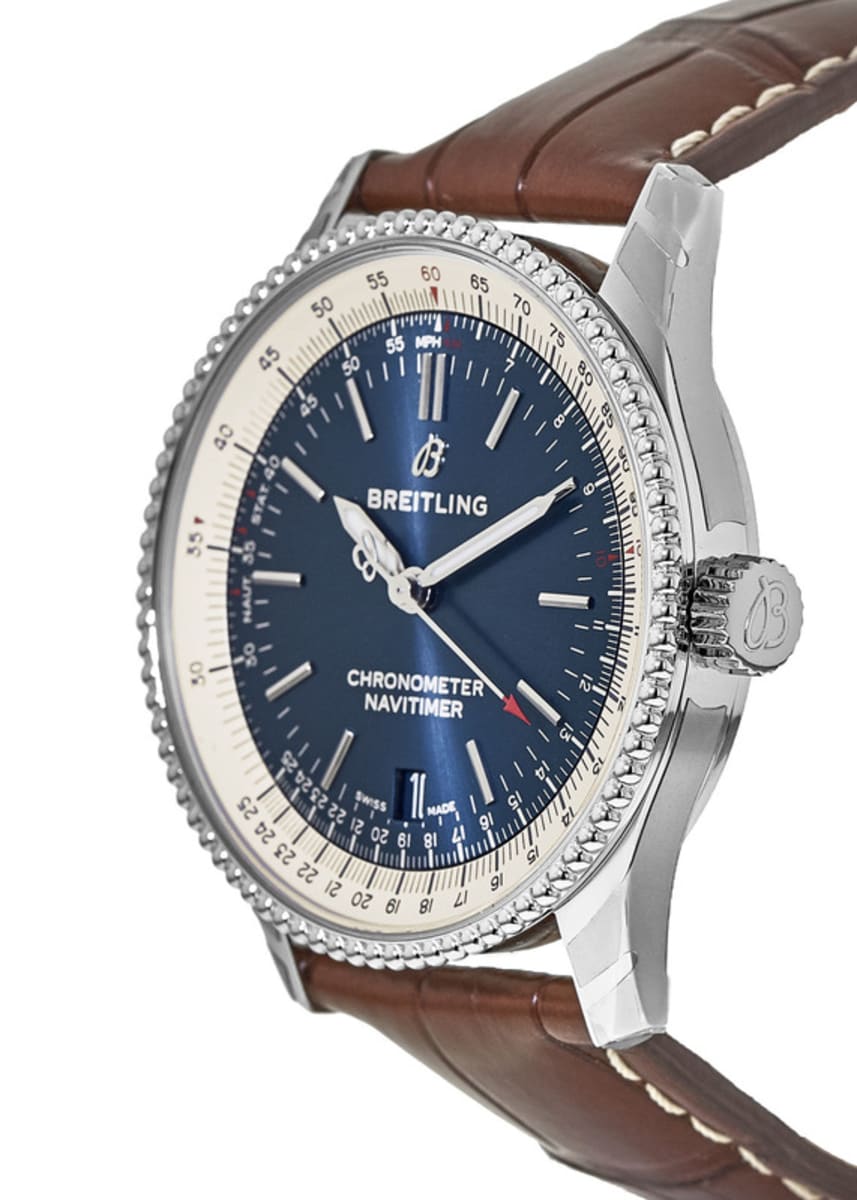 Shop Authentic Breitling Navitimer Automatic 38mm Blue Dial Brown Leather Strap Mens Watch - A17325211C1P2 - Luxxuri