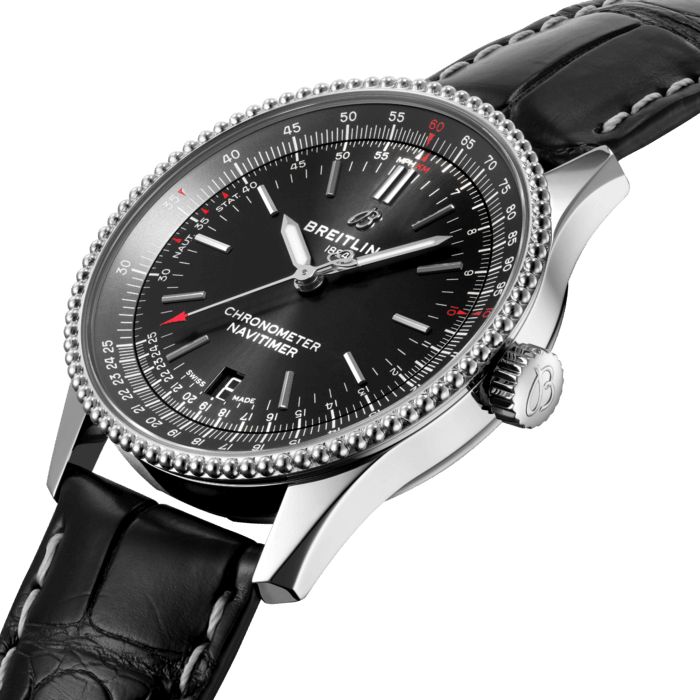  Shop Authentic Breitling Navitimer Automatic 38mm Black Dial Black Leather Strap Mens Watch - A17325241B1P1 - Luxxuri