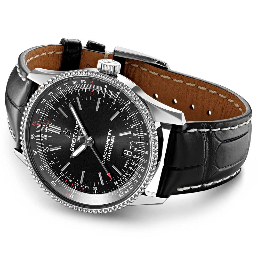 Shop Authentic Breitling Navitimer Automatic 38mm Black Dial Black Leather Strap Mens Watch - A17325241B1P1 - Luxxuri