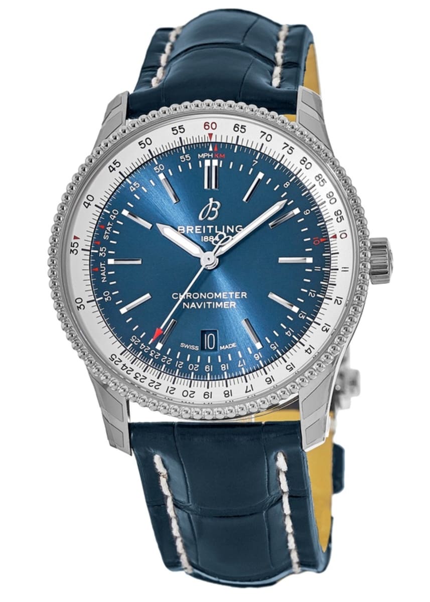  Shop Authentic Breitling Navitimer Automatic 41mm Blue Leather Strap Mens Watch - A17326211C1P3 - Luxxuri