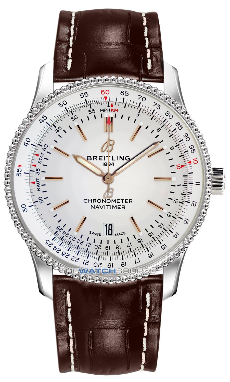  Shop Authentic Breitling Navitimer Automatic 41mm Brown Leather Strap Mens Watch - A17326211G1P1 - Luxxuri