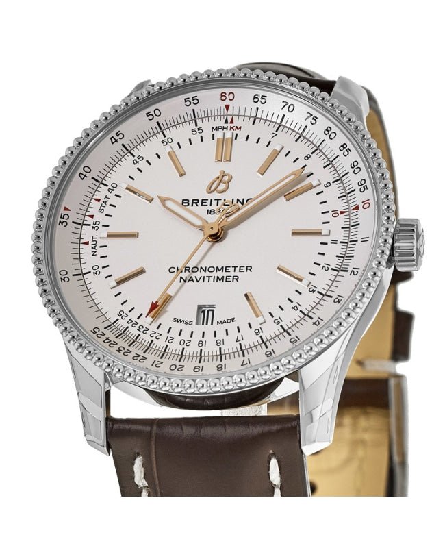  Shop Authentic Breitling Navitimer 1 Automatic 41mm White Dial Brown Leather Strap Mens Watch - A17326211G1P1 - Luxxuri
