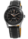  Shop Authentic Breitling Automatic 41mm Black Dial Black Leather Strap Watch for Men - A17326241B1P1 - Luxxuri