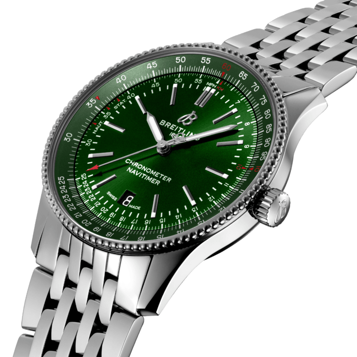  Shop Authentic Breitling Navitimer Automatic 41mm Green Dial Silver Steel Strap Watch for Men - A17326361L1A1 - Luxxuri