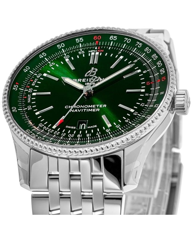  Shop Authentic Breitling Navitimer Automatic 41mm Green Dial Silver Steel Strap Watch for Men - A17326361L1A1 - Luxxuri