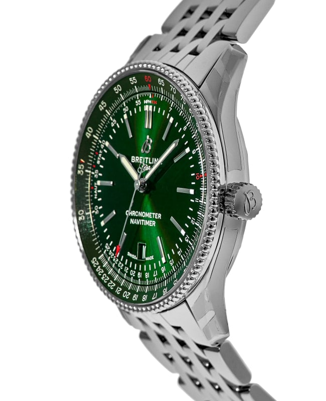  Shop Authentic Breitling Navitimer Automatic 41mm Green Dial Silver Steel Strap Watch for Men - A17326361L1A1 - Luxxuri