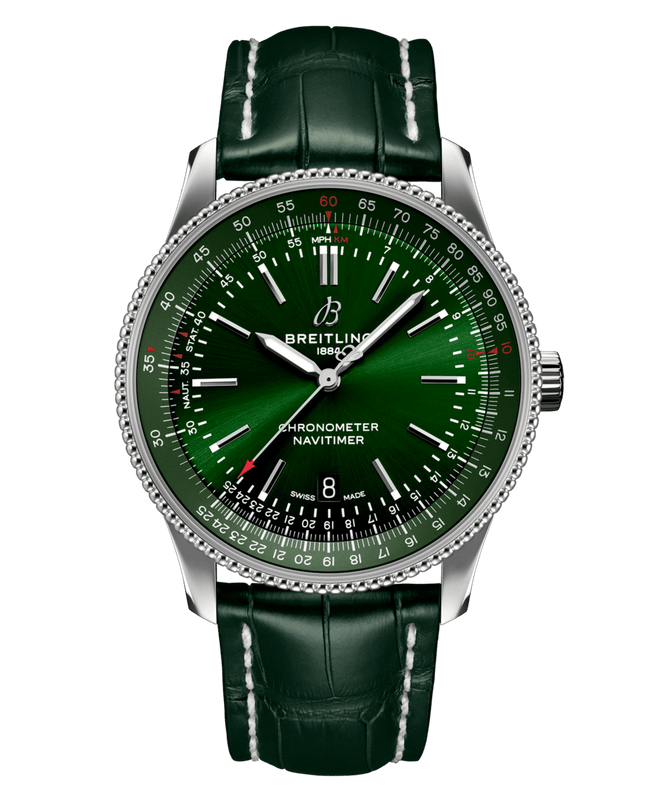  Shop Authentic Breitling Navitimer Automatic 41mm Green Dial Green Leather Strap Watch for Men - A17326361L1P1 - Luxxuri