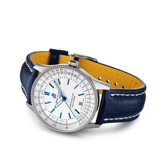  Shop Authentic Breitling Navitimer Automatic 41mm White Dial Blue Leather Strap Watch for Men - A173263A1G1P1 - Luxxuri