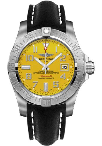  Shop Authentic Breitling Avenger II Seawolf Yellow Dial Black Leather Strap 45mm Mens Watch - A1733110/I519/436X - Luxxuri