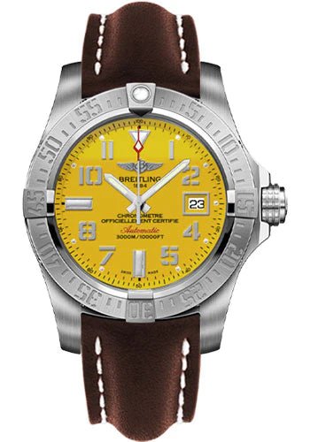  Shop Authentic Breitling Avenger II Seawolf Yellow Dial Maroon Leather Strap 45mm Mens Watch - A1733110/I519/438X - Luxxuri
