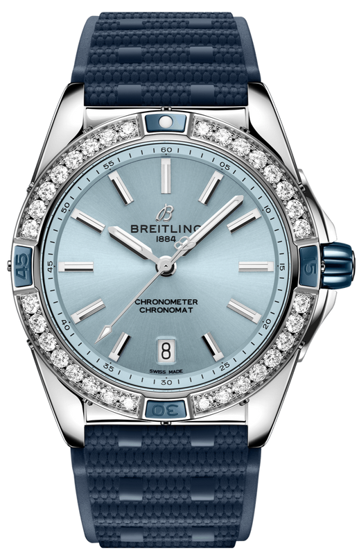  Shop Authentic Breitling Super Chronomat Automatic 38 Diamonds Blue Dial Blue Rubber Strap Watch for Women - A17356531C1S1 - Luxxuri