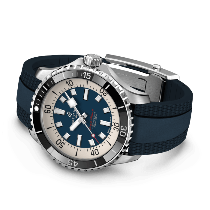  Shop Authentic Breitling Superocean Automatic 44 Blue Dial Blue Rubber Strap Watch for Men - A17376211C1S1 - Luxxuri