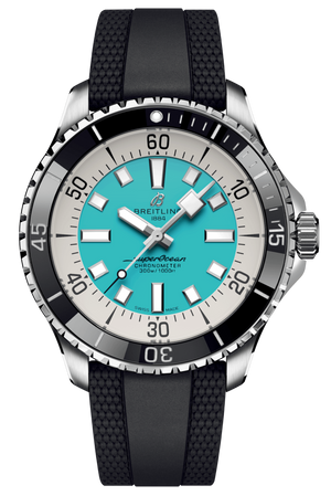  Shop Authentic Breitling Superocean Automatic 44 Turquoise Dial Black Rubber Strap Watch for Men - A17376211L2S1 - Luxxuri