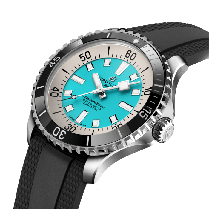  Shop Authentic Breitling Superocean Automatic 44 Turquoise Dial Black Rubber Strap Watch for Men - A17376211L2S1 - Luxxuri