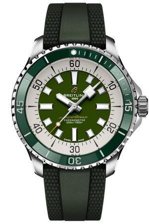  Shop Authentic Breitling Superocean Automatic 44 Green Dial Green Rubber Strap Watch for Men - A17376A31L1S1 - Luxxuri