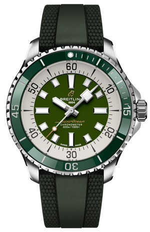  Shop Authentic Breitling Superocean Automatic 44 Green Dial Green Rubber Strap Watch for Men - A17376A31L1S1 - Luxxuri