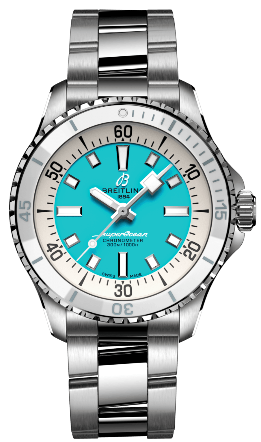  Shop Authentic Breitling Superocean Automatic 36 Turquoise Dial Silver Steel Strap Watch for Men - A17377211C1A1 - Luxxuri