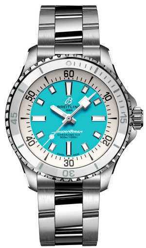  Shop Authentic Breitling Superocean Automatic 36 Turquoise Dial Silver Steel Strap Watch for Men - A17377211C1A1 - Luxxuri