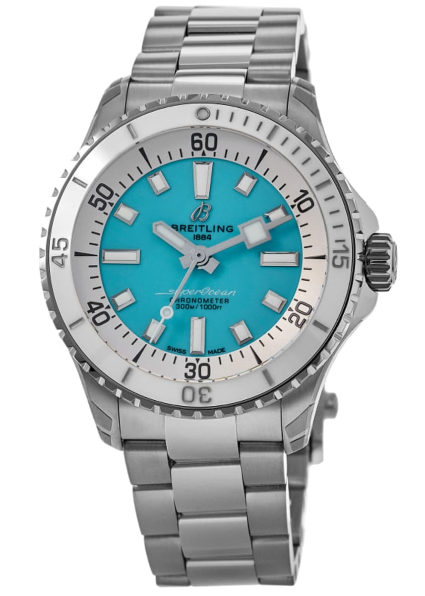  Shop Authentic Breitling Superocean Automatic 36 Turquoise Dial Silver Steel Strap Watch for Men - A17377211C1A1 - Luxxuri