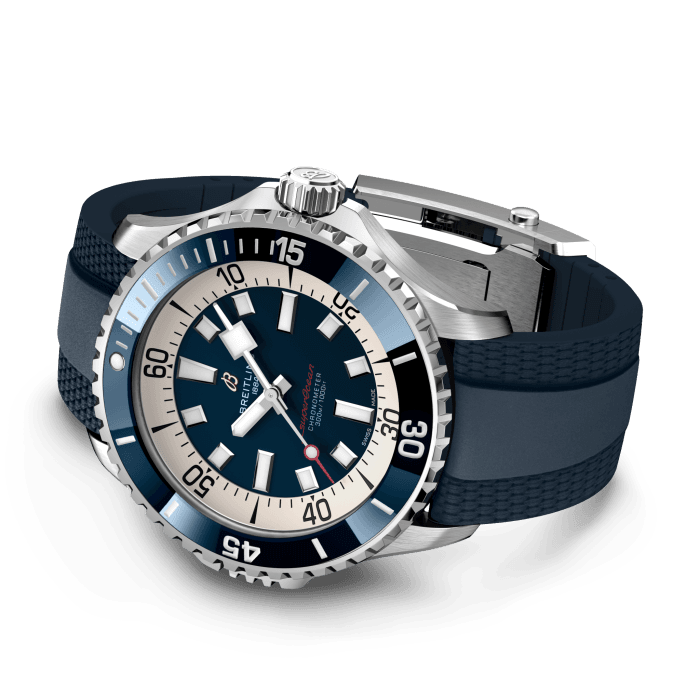  Shop Authentic Breitling Superocean Automatic 46 Blue Dial Blue Rubber Strap Watch for Men - A17378E71C1S1 - Luxxuri