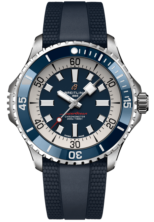  Shop Authentic Breitling Superocean Automatic 46 Blue Dial Blue Rubber Strap Watch for Men - A17378E71C1S1 - Luxxuri