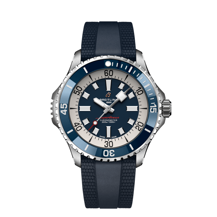  Shop Authentic Breitling Superocean Automatic 46 Blue Dial Blue Rubber Strap Watch for Men - A17378E71C1S1 - Luxxuri