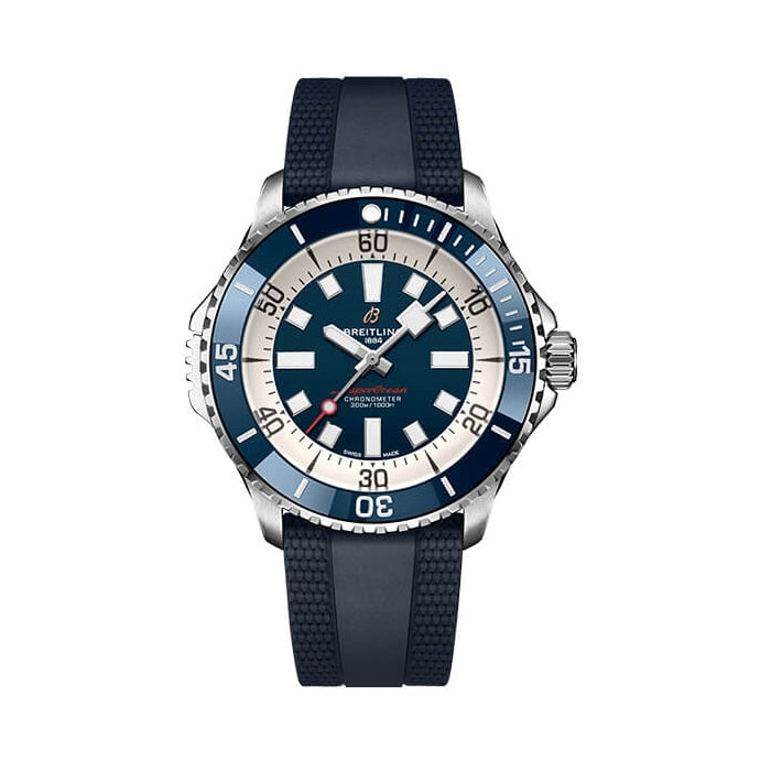  Shop Authentic Breitling Superocean Automatic 46 Blue Dial Blue Rubber Strap Watch for Men - A17378E71C1S1 - Luxxuri