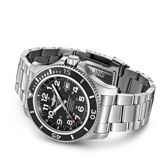  Shop Authentic Breitling Superocean II 44mm Black Dial Black Steel Strap Watch for Men - A17392D71B1A1 - Luxxuri