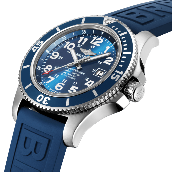  Shop Authentic Breitling Superocean II 44mm Blue Dial Blue Rubber Strap Watch for Men - A17392D8/C910/158S/A20SS.1 - Luxxuri