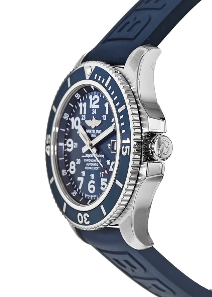  Shop Authentic Breitling Superocean II 44mm Blue Dial Blue Rubber Strap Watch for Men - A17392D8/C910/158S/A20SS.1 - Luxxuri
