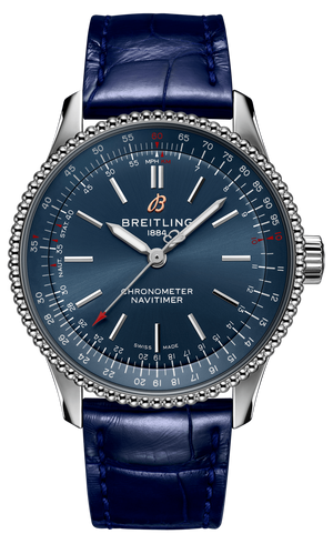  Shop Authentic Breitling Navitimer Automatic 35 Blue Dial Blue Leather Strap Watch for Men - A17395161C1P1 - Luxxuri