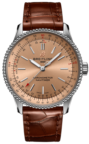  Shop Authentic Breitling Navitimer Automatic 35 Brown Dial Brown Leather Strap Watch for Men - A17395201K1P1 - Luxxuri